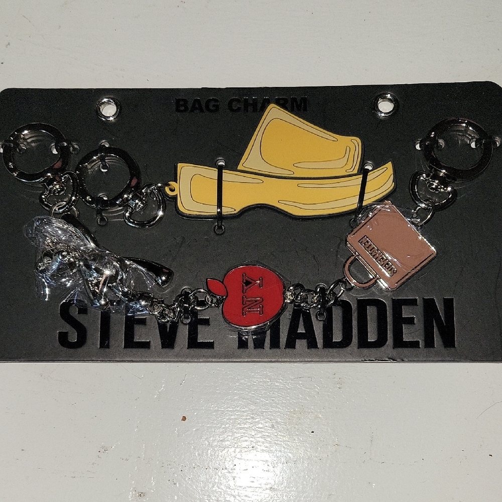 Steve Madden Yellow and Red Bag Charm Keychain